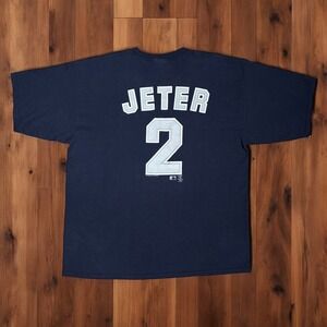 Vintage Lee Sport New York Yankees Derek Jeter MLB‎ Navy Mens 2XL T-Shirt Y2K
